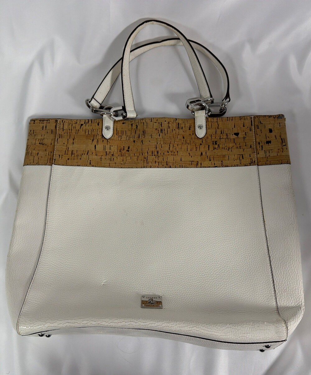 Ralph Lauren Leather Tote Bag White And Cork Summer Cottagecore Bag Purse